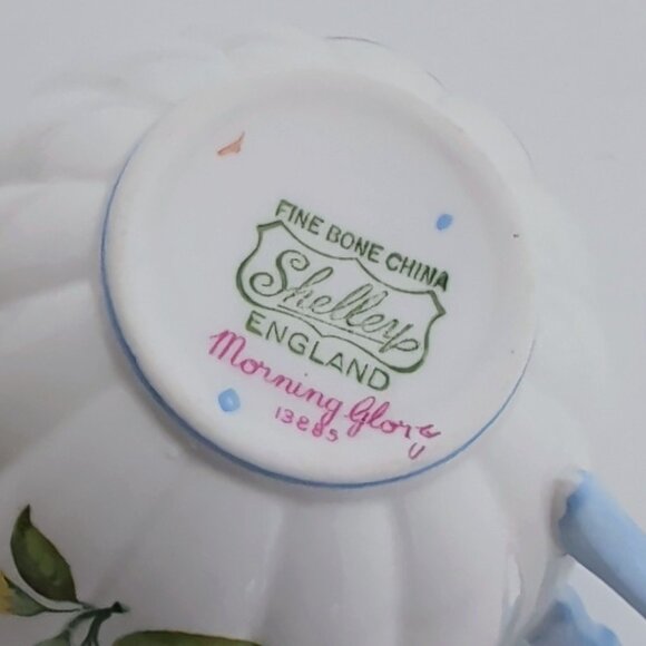 Vintage Shelley Morning Glory Fine Bone China Tea Cup & Saucer Set Ludlow Shape - Picture 7 of 10